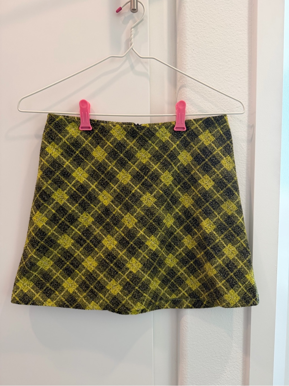 Zara Black and Yellow Plaid Mini Skirt